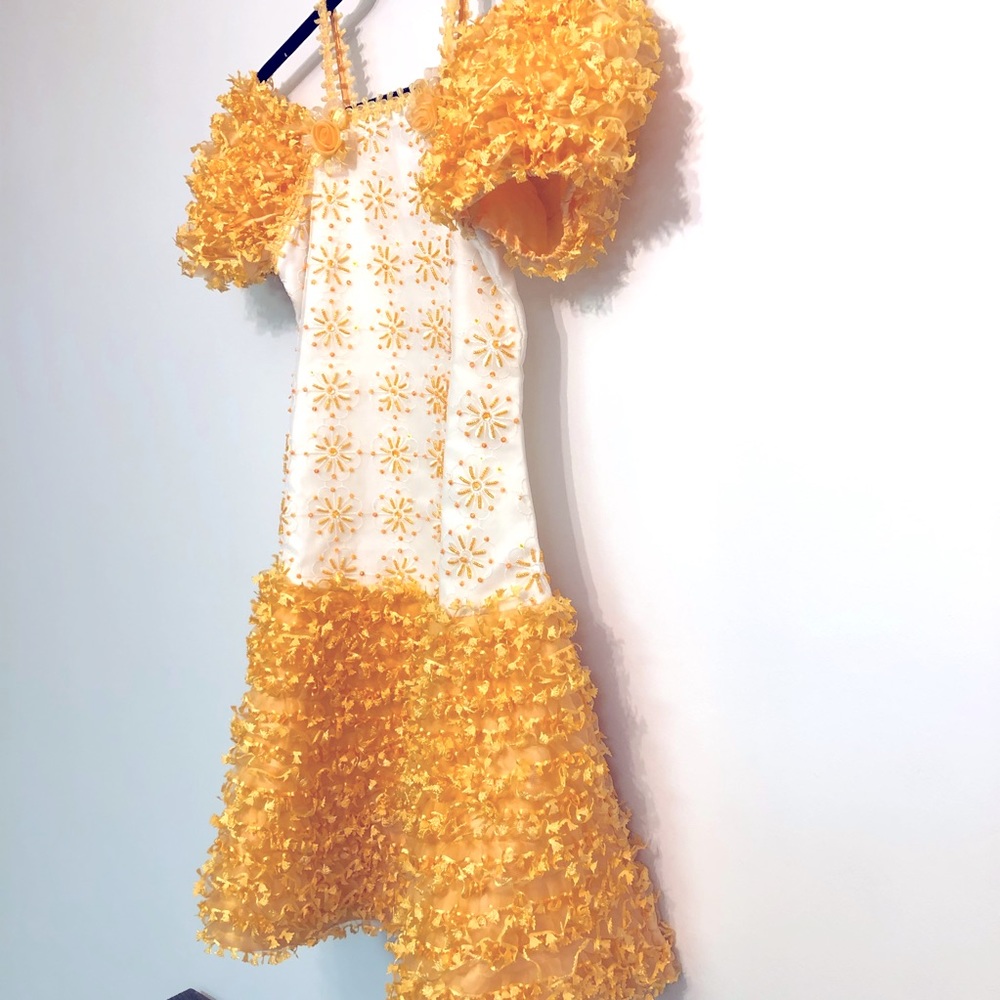 Made in India Ornamental Beaded Off the Shoulder Girls Dress Size 7/8